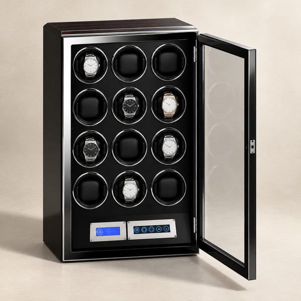 12-Watch Winder Cabinet with Touch Screen and Lock - US Plug