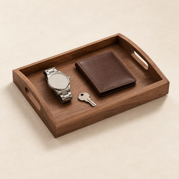 Black Walnut Valet Tray with Handles