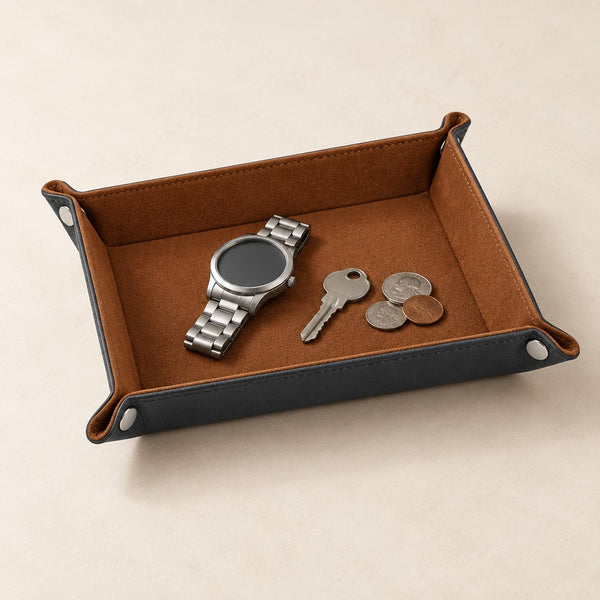 Foldable Valet Tray with Soft Suede-Touch Lining