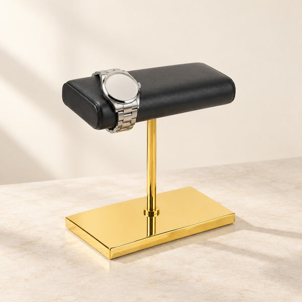 Gold-Tone Double Watch Stand with Leather Pillow