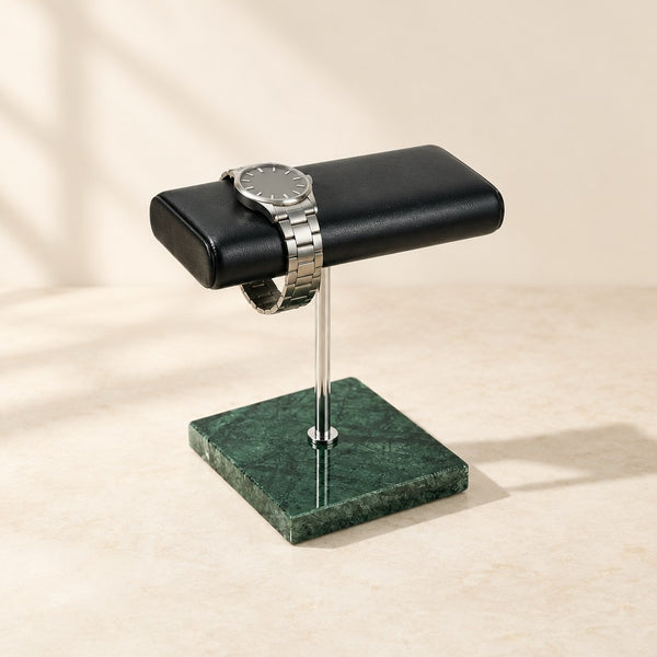Marble Base Double Watch Stand with Gold or Silver Stem