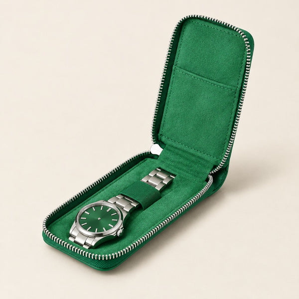 Saffiano Leather Single Watch Zip Case