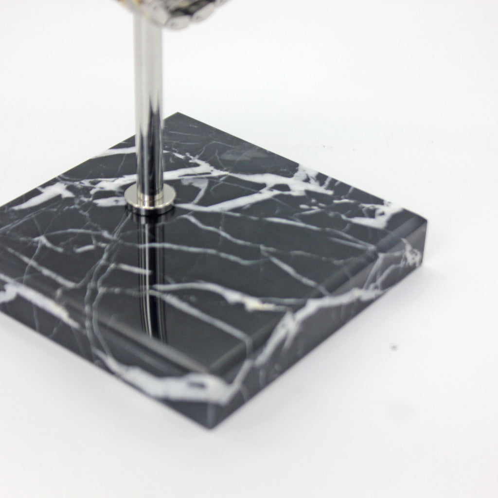 Natural Black Marble Watch Stand with Genuine Leather Pillow