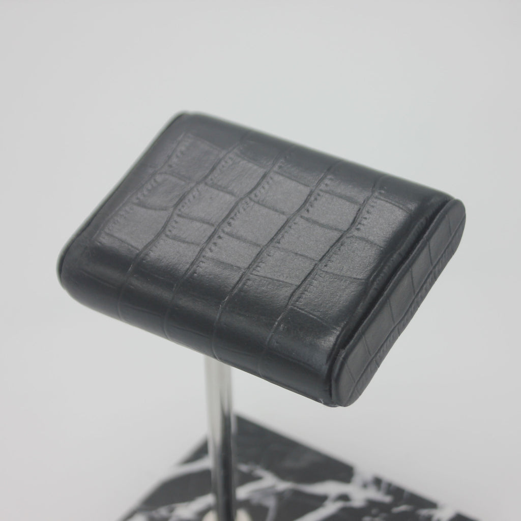 Natural Black Marble Watch Stand with Genuine Leather Pillow