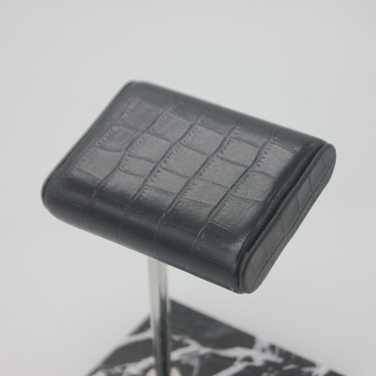 Natural Black Marble Watch Stand with Genuine Leather Pillow