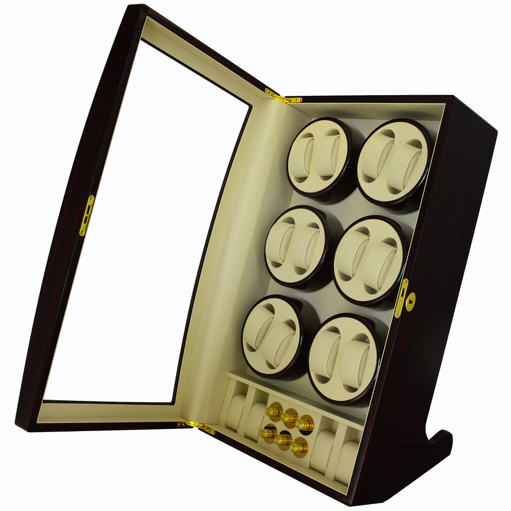 12-Watch Winder Cabinet with 4 Storage Slots - US Plug