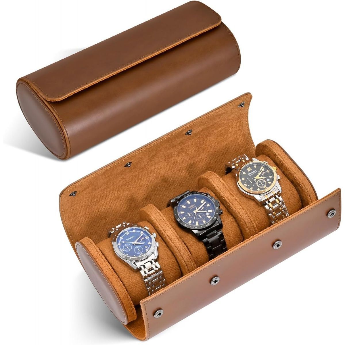 3-Watch Travel Case - Smooth or Textured Leather
