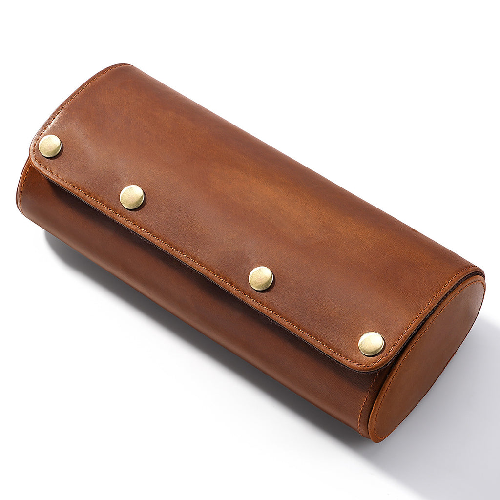 3-Watch Crazy Horse Leather Travel Case