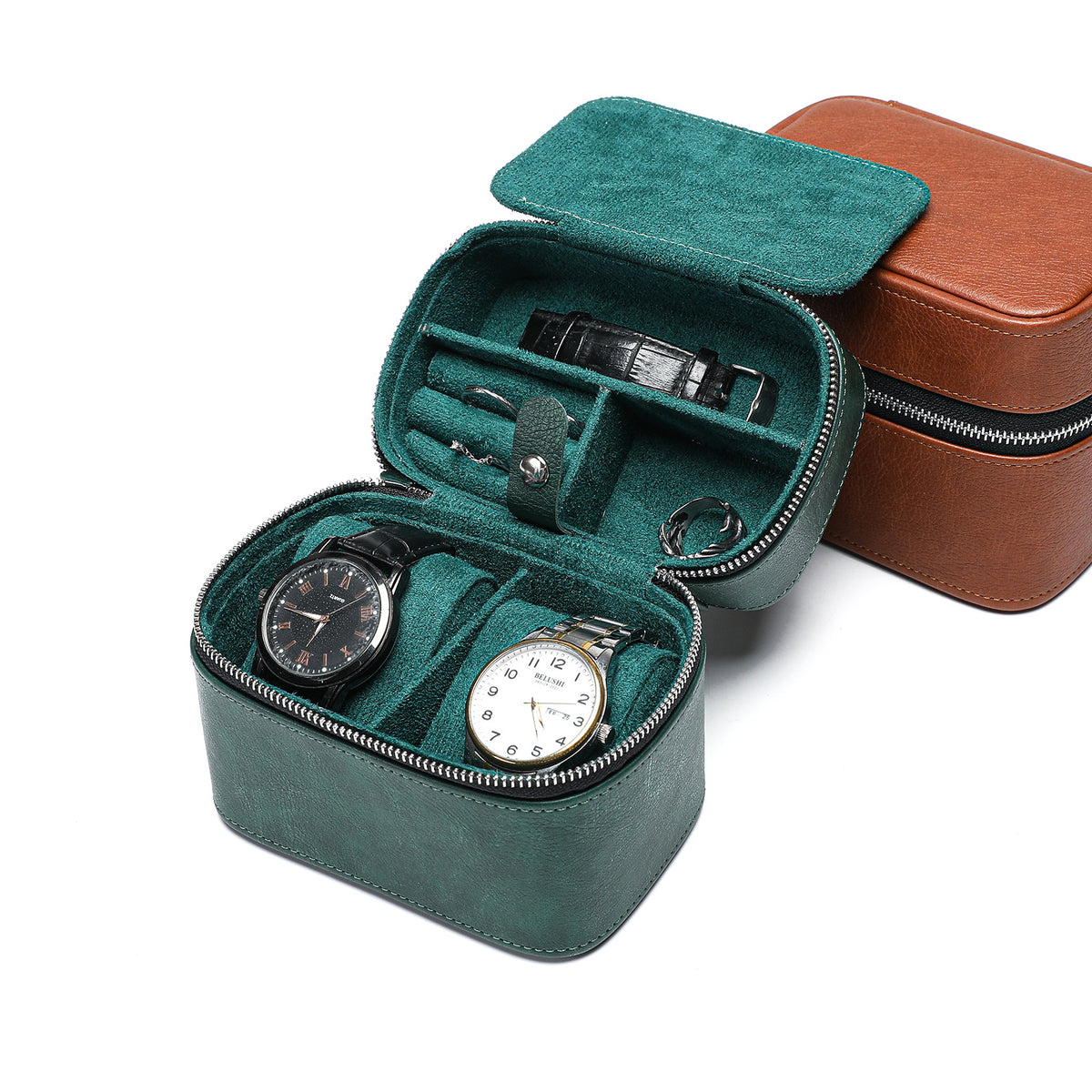 2-Watch Zip Travel Case with Accessory Compartment