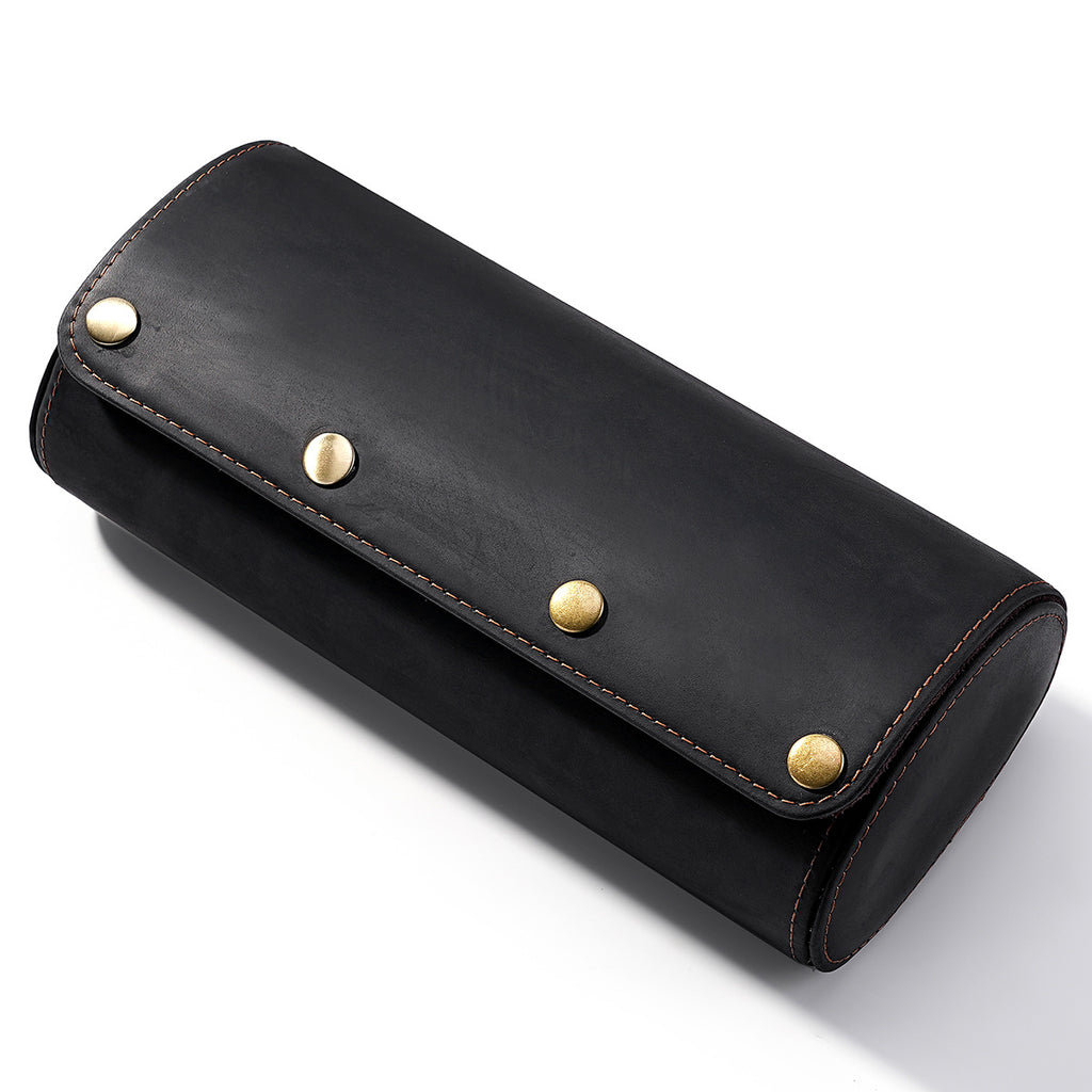 3-Watch Crazy Horse Leather Travel Case