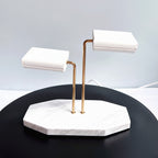 White Marble Two-Tier Double Watch Stand