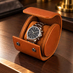 Cylinder Leather Single Watch Travel Case