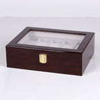 Coffee Gloss Lacquer Wooden Watch Box - 10 Slots