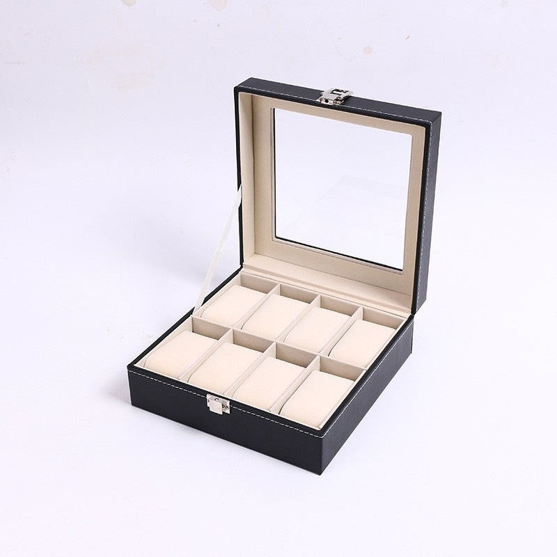 Classic Faux Leather Watch Box - 8 Slots