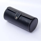 3-Slot Black Leather Watch Roll