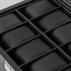 24-Slot Black Faux Leather Watch Box with Drawer