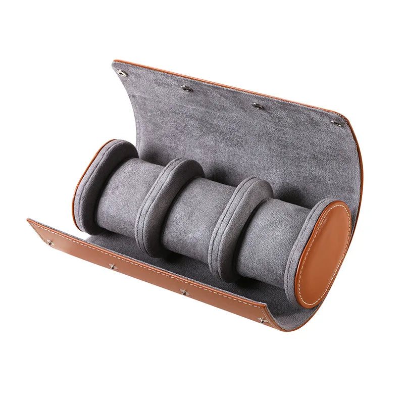 Leather Watch Roll with Contrast Stitching - 1, 2 or 3 Slots