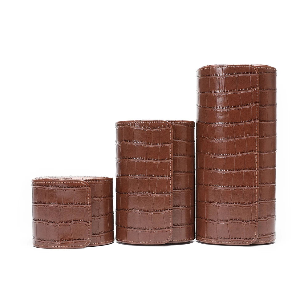 Croco-Embossed Watch Roll - 1, 2 or 3 Slots - Optional Engraving