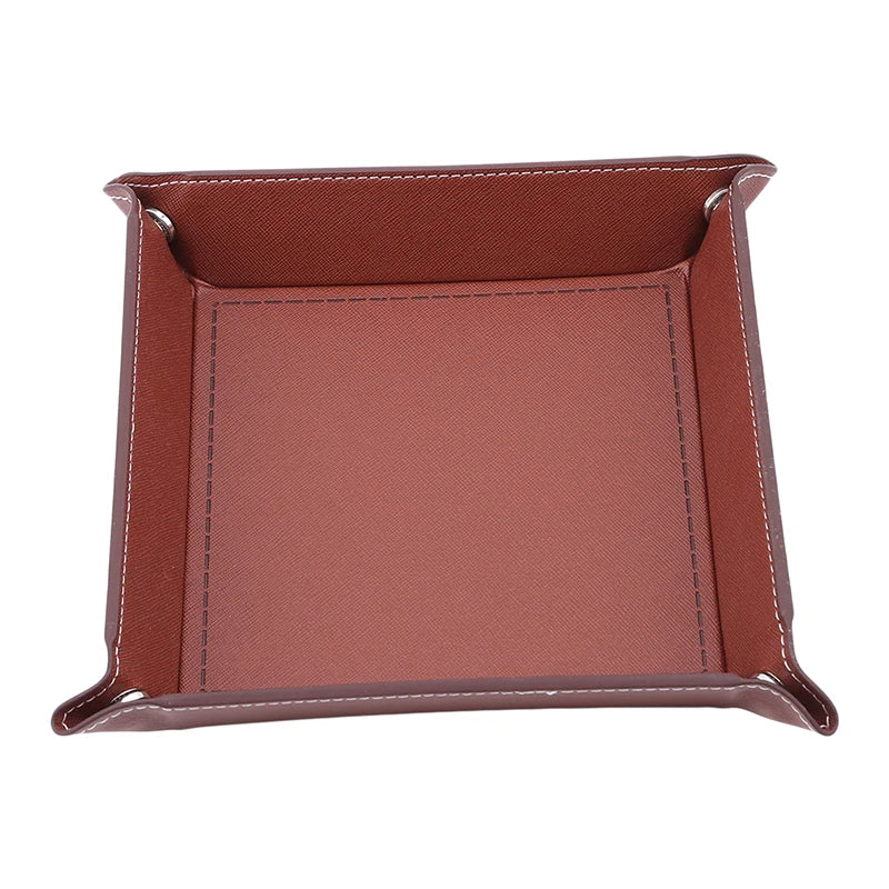 Collapsible Faux Leather Valet Tray