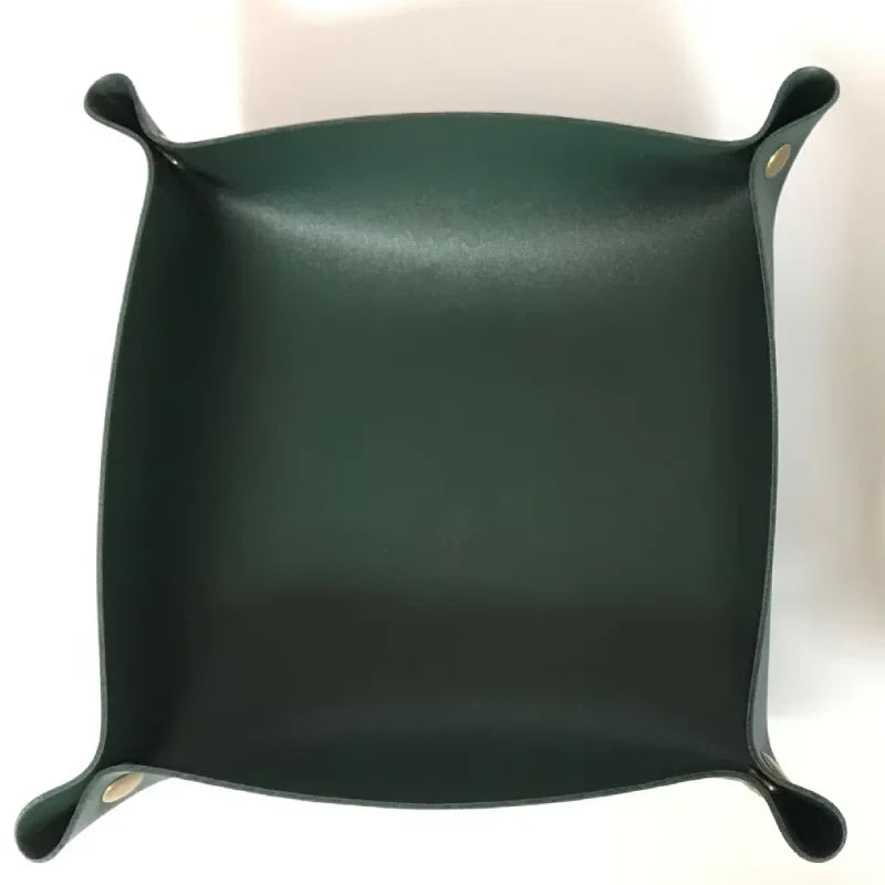 Foldable Leather Valet Tray with Snap Corners