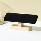 T-Bar Watch Stand with Wooden Base - Velvet or Leather