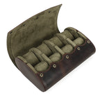 Oval Vintage Leather Watch Roll - 1 to 8 Slots
