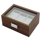 3-Slot Walnut-Finish Watch Box with Glass Lid