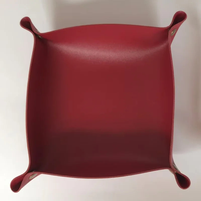 Foldable Leather Valet Tray with Snap Corners
