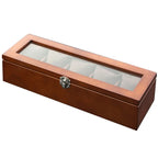 5-Slot Wooden Watch Box with Glass Lid