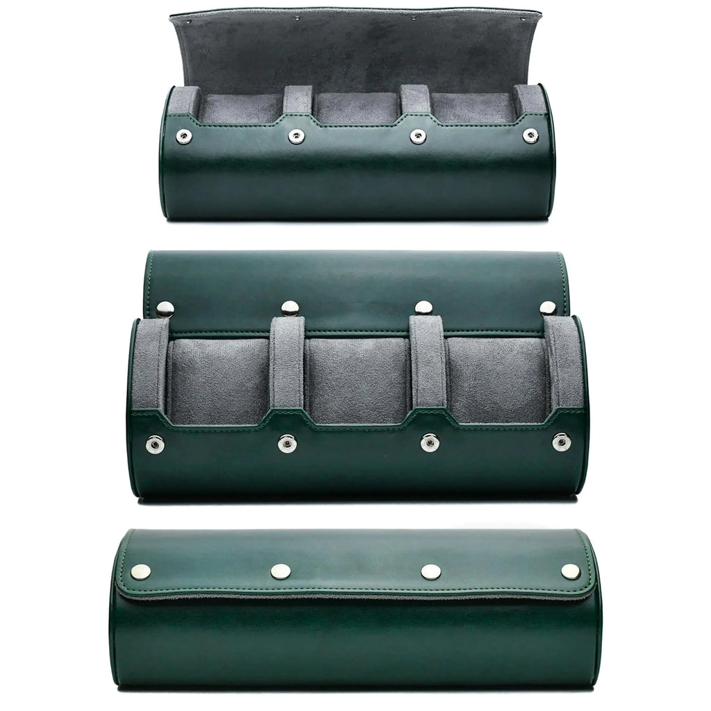 3-Slot Faux Leather Watch Roll