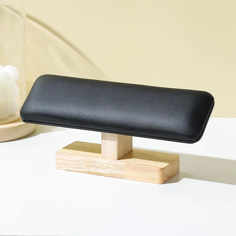 T-Bar Watch Stand with Wooden Base - Velvet or Leather