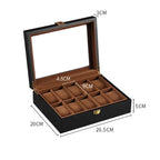 10-Slot Lacquered Wooden Watch Box with Glass Lid