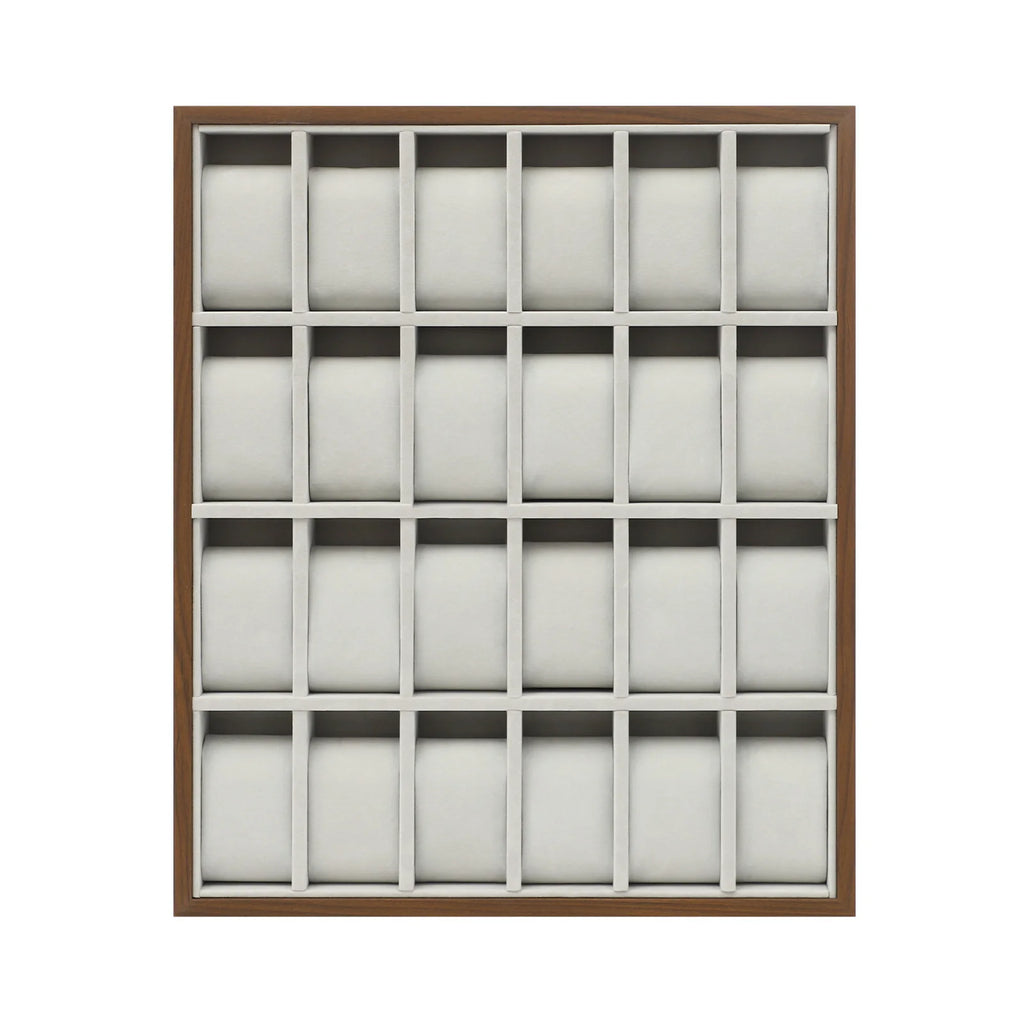 24-Slot Walnut Watch Organizer Tray