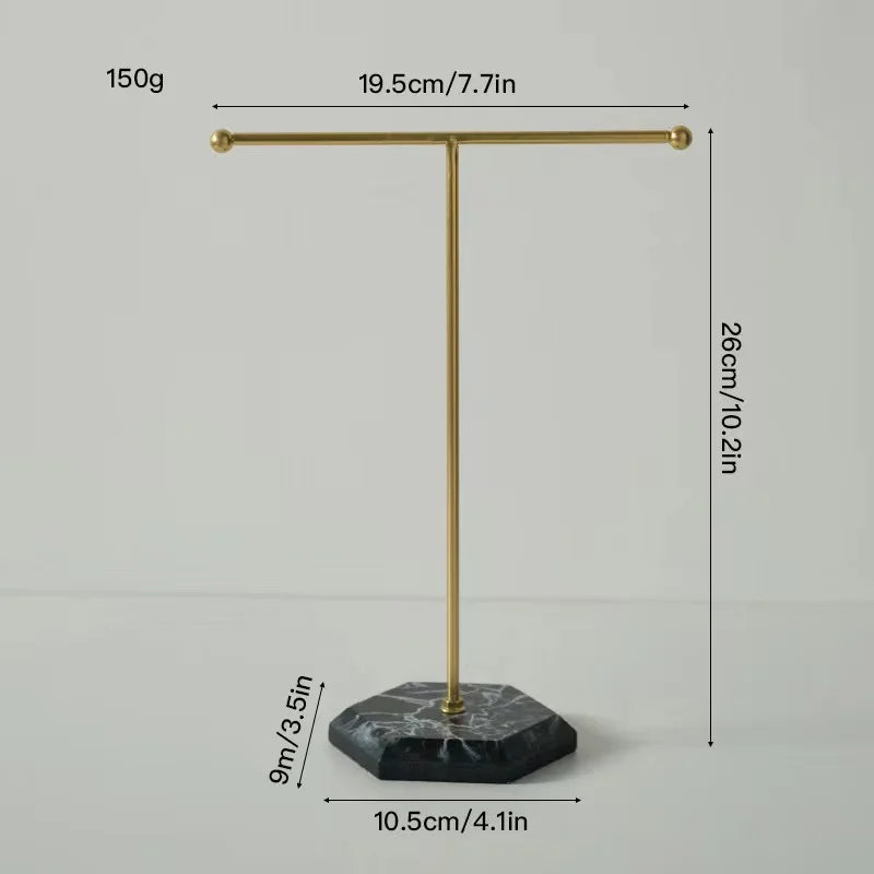 T-Bar Jewelry and Watch Stand with Hexagonal Base