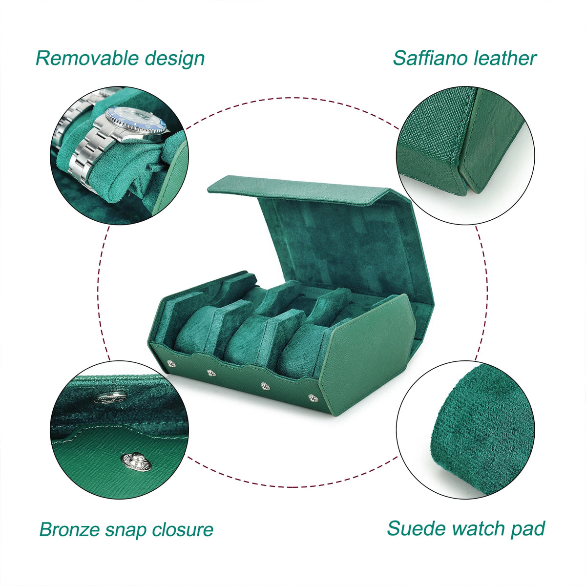 4-Slot Leather Hexagon Watch Case