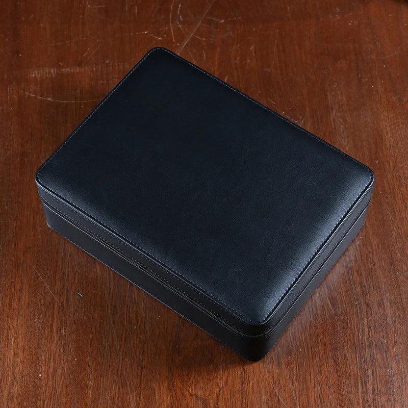 8-Slot Zippered Leather Watch Box