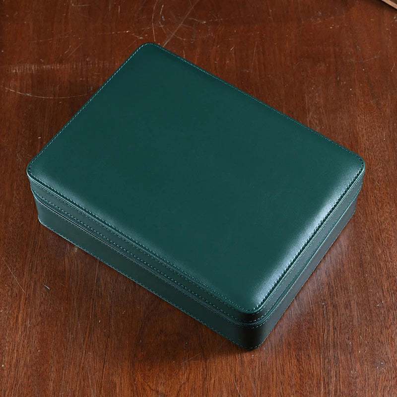 8-Slot Zippered Leather Watch Box