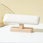 T-Bar Watch Stand with Wooden Base - Velvet or Leather