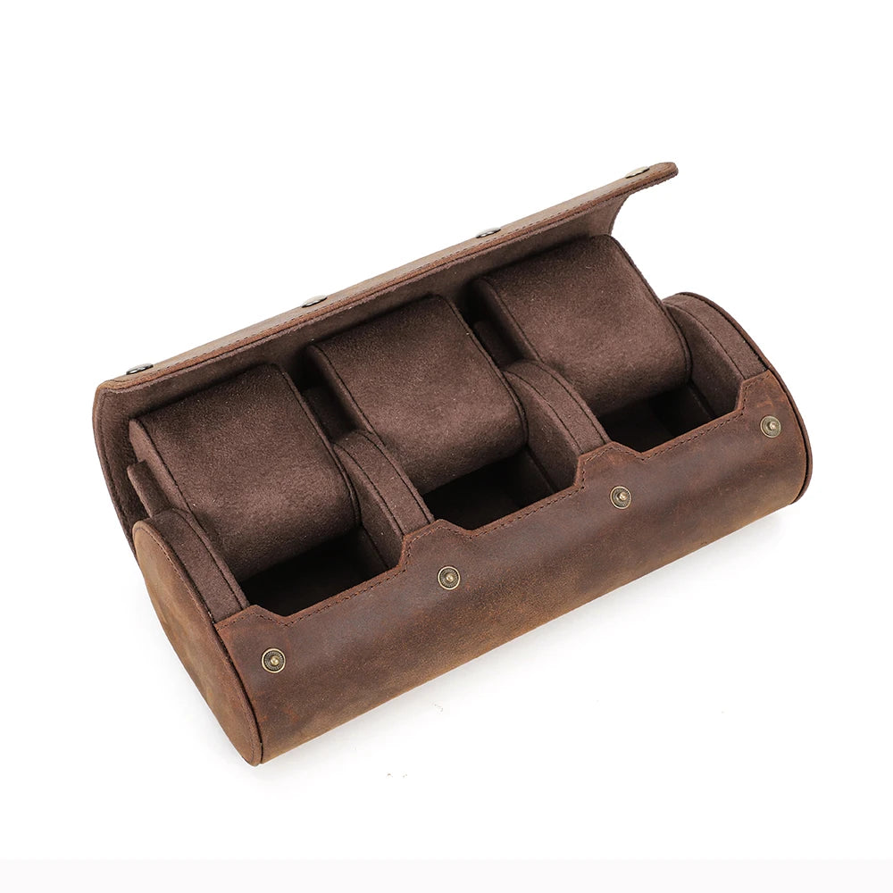 Vintage Leather Watch Roll - 1 to 4 Slots