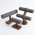 Solid Walnut Velvet T-Bar Watch Stand