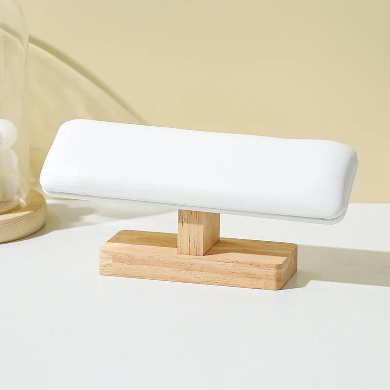 T-Bar Watch Stand with Wooden Base - Velvet or Leather