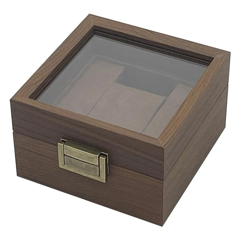 Walnut-Finish Single Watch Box with Clear Lid