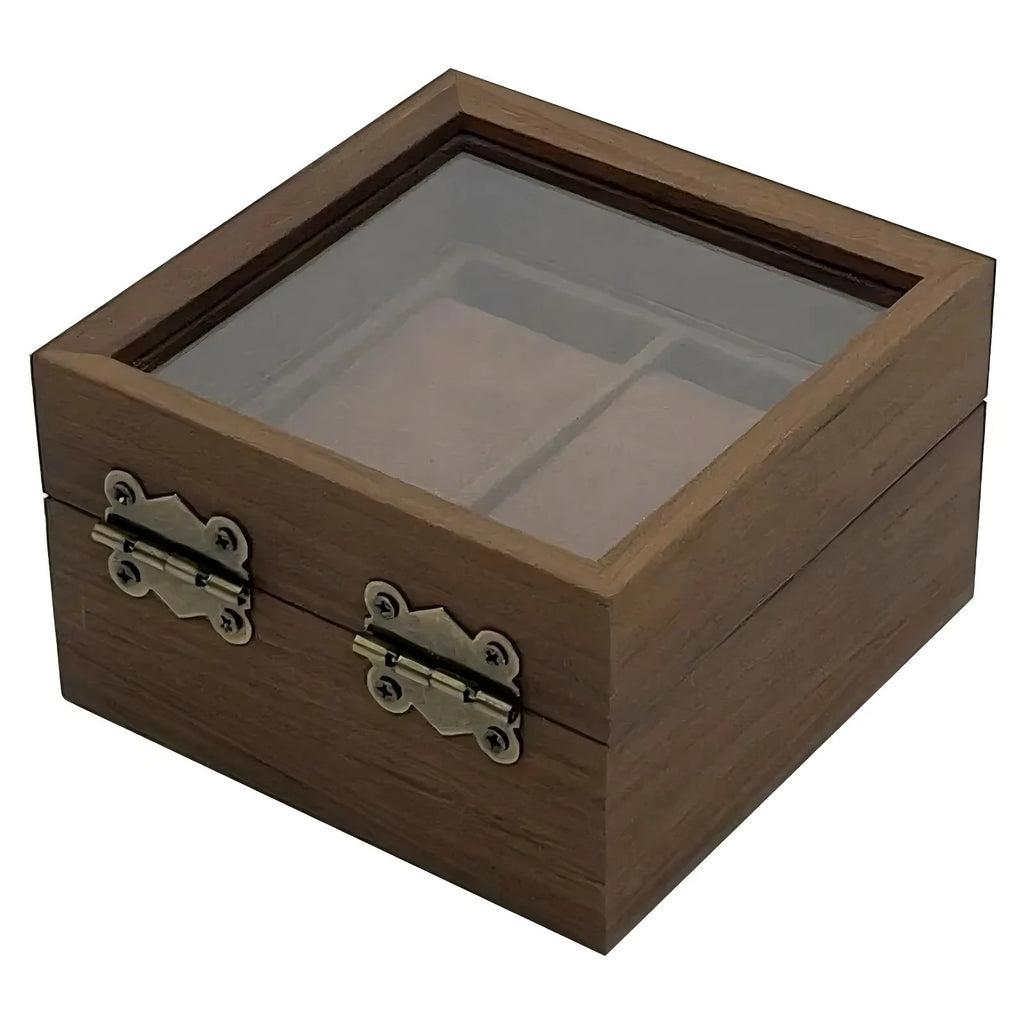 Vintage Walnut 2-Slot Watch Box with Clear Lid