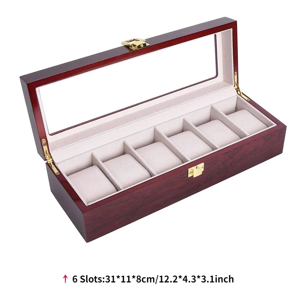 Luxury 6-Slot Wooden Watch Organizer Box Style A