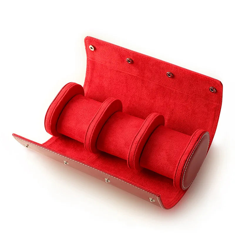 Leather Watch Roll with Contrast Stitching - 1, 2 or 3 Slots
