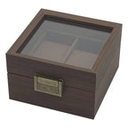 Vintage Walnut 2-Slot Watch Box with Clear Lid