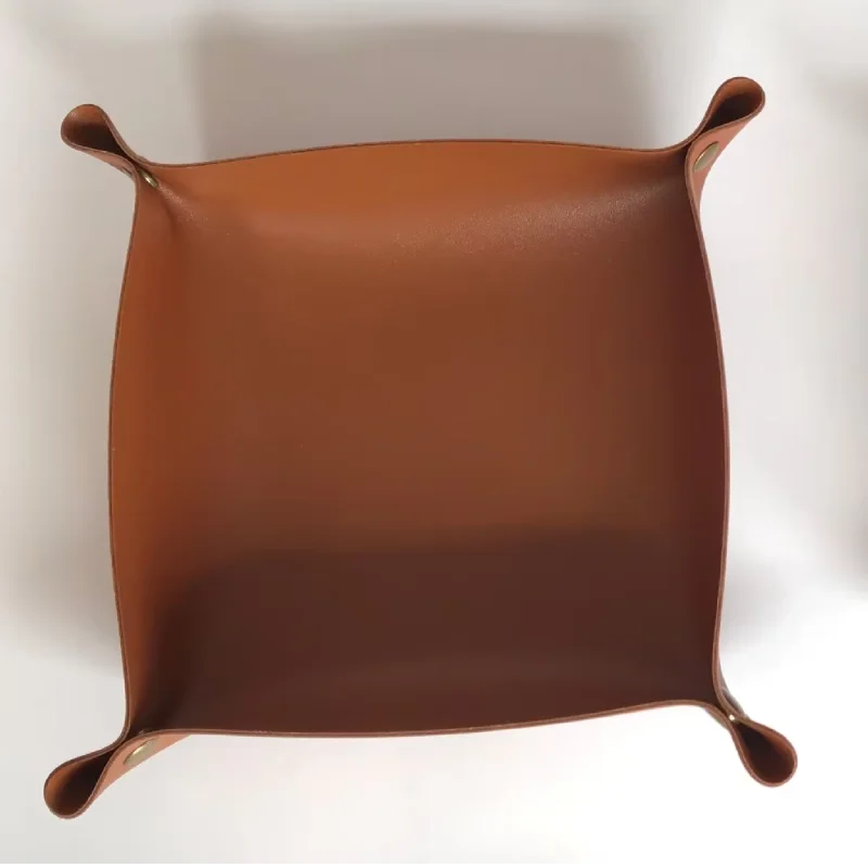 Foldable Leather Valet Tray with Snap Corners