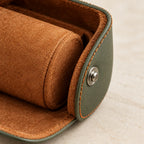 Close-up of the microsuede lining, the pillow and a snap stud