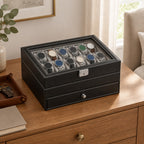 The 12 slot watch box jewelry drawer on a chest of drawers, for scale