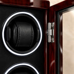Close-up of a cushioned winding cup with its light ring and the door hinge
